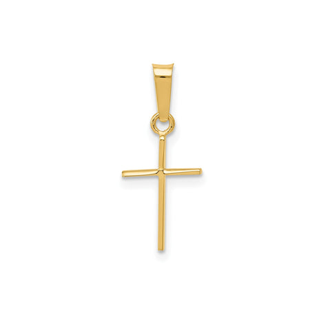 14k Yellow Gold Cross Pendant, Minimalist Latin Christian Design, Unisex Religious Charm