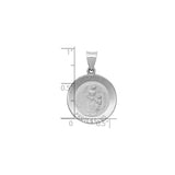 14k White Gold Guardian Angel Pendant with Protection Message, Religious Medallion Charm