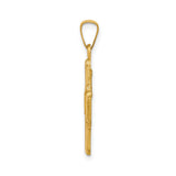 14k Yellow Gold Four-Way Cross Pendant with Virgin Mary and Saints, Religious Charm