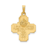 14k Yellow Gold Four-Way Cross Pendant with Virgin Mary and Saints, Religious Charm