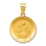 Saint Anne Pray For Us Words Round Medal Charm Pendant in Real 14k Yellow Gold