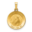 Hollow Saint Anthony Pray For Us Words Round Charm Pendant in Real 14k Yellow Gold