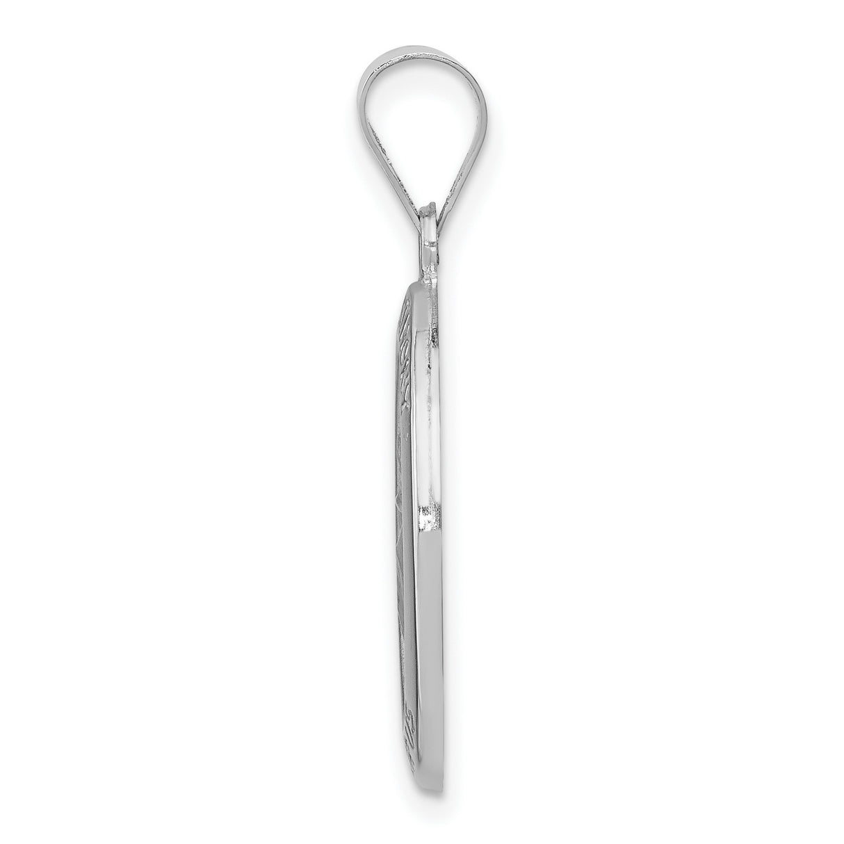 14k White Gold Saint Anthony Oval Pendant with Raised Image and Pray for Us Text