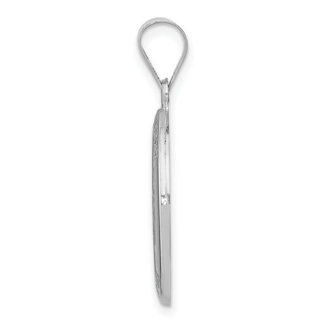 14k White Gold Saint Anthony Oval Pendant with Raised Image and Pray for Us Text