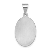 14k White Gold Saint Anthony Oval Pendant with Raised Image and Pray for Us Text