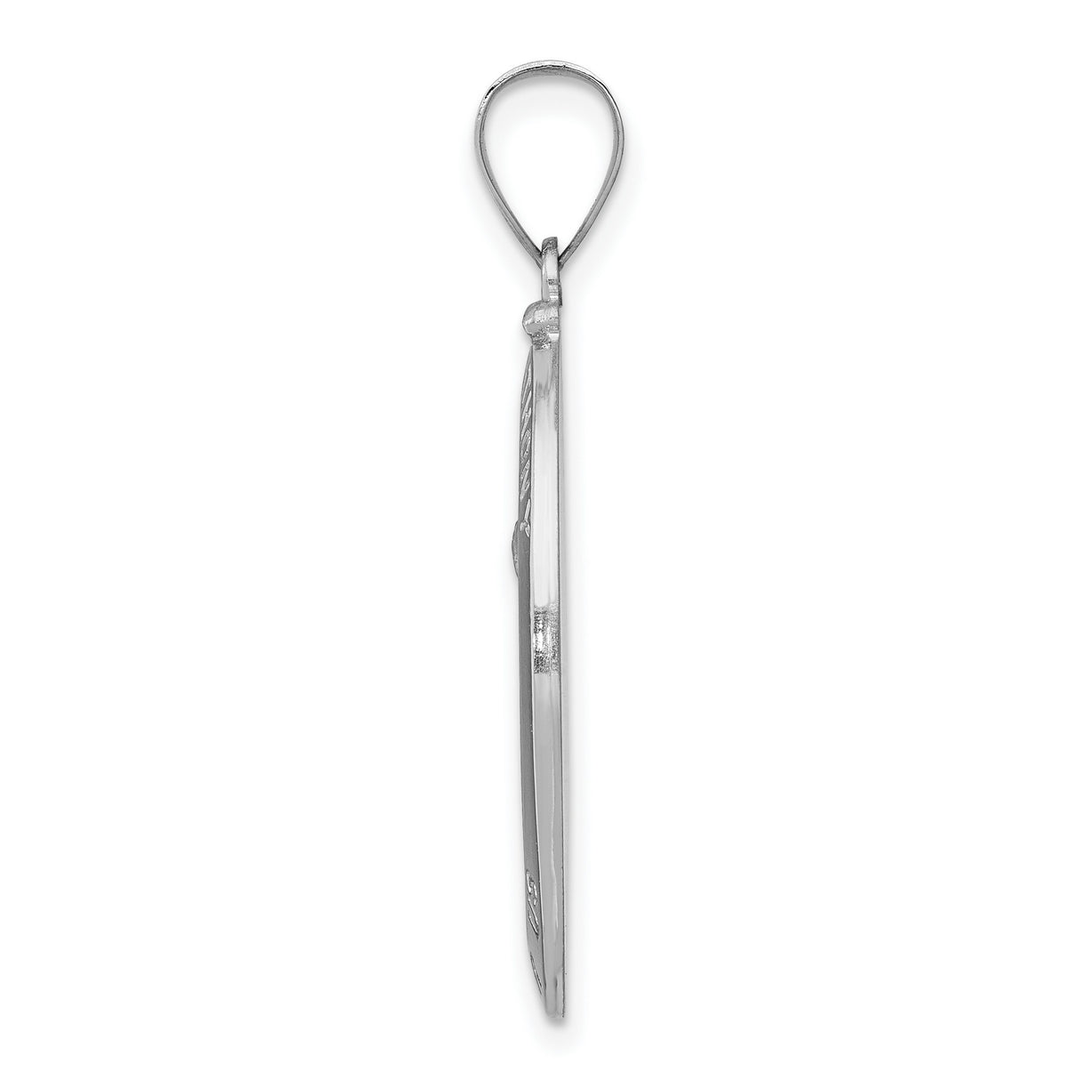 14k White Gold Saint Anthony Oval Pendant with Pray for Us Inscription, Catholic Religious Medal