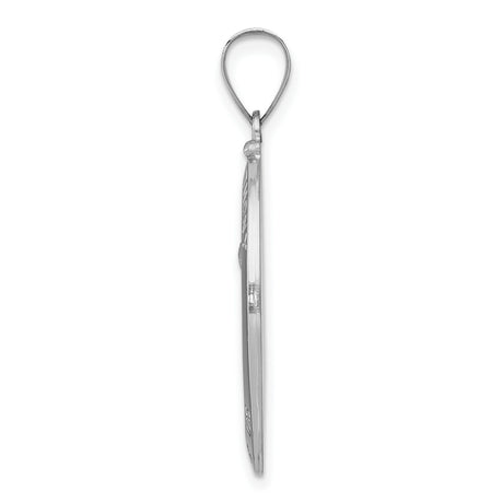 14k White Gold Saint Anthony Oval Pendant with Pray for Us Inscription, Catholic Religious Medal