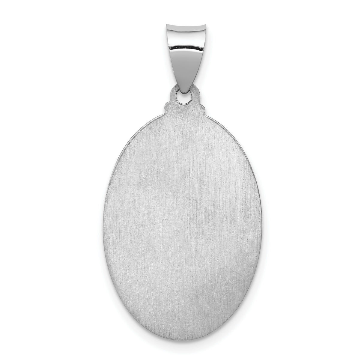 14k White Gold Saint Anthony Oval Pendant with Pray for Us Inscription, Catholic Religious Medal