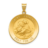 Hollow Saint Anthony Pray For Us Words Round Charm Pendant in Real 14k Yellow Gold