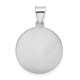 Hollow Saint Christopher Protect Us Words Medal Charm Pendant in Real 14k White Gold