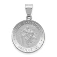 Hollow Saint Christopher Protect Us Words Medal Charm Pendant in Real 14k White Gold