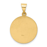 Saint Edward Pray For Us Words Round Medal Charm Pendant in Real 14k Yellow Gold