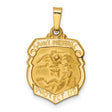 Hollow Saint Michael Protect Us Police Officer Badge Charm Pendant in Real 14k Yellow Gold