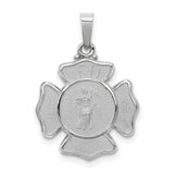 14k White Gold Firefighter Pendant with St. Florian and Maltese Cross Emblem