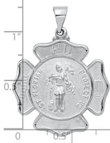 14k White Gold Firefighter Pendant with St. Florian Medal and FD Maltese Cross