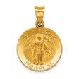 Saint Florian Protect Us Words Charm Pendant in Real 14k Yellow Gold