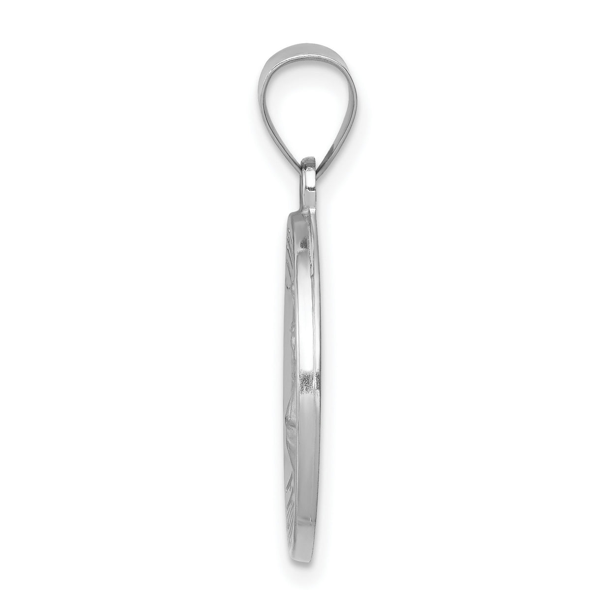 14k White Gold Saint Florian Pendant, Protect Us Inscription, Catholic Patron Medal for Firefighters