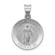 14k White Gold Saint Florian Pendant, Protect Us Inscription, Catholic Patron Medal for Firefighters