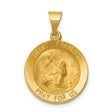 Hollow Saint Francis Receiving Stigmata Pray For Us Words Round Medal Charm Pendant in Real 14k Yellow Gold