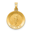 Hollow Saint John Baptist Pray For Us Words Round Medal Charm Pendant in Real 14k Yellow Gold