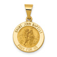 Hollow Saint John Baptist Pray For Us Words Round Medal Charm Pendant in Real 14k Yellow Gold