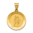 Hollow Saint John Baptist Pray For Us Words Round Medal Charm Pendant in Real 14k Yellow Gold