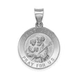 14k White Gold Saint Joseph Pendant with Pray for Us Inscription, Catholic Medal