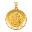 Hollow Saint Joseph Pray For Us Words Round Medal Charm Pendant in Real 14k Yellow Gold