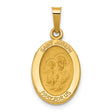 Hollow Saint Joseph Pray For Us Words Oval Medal Charm Pendant in Real 14k Yellow Gold