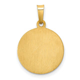 Hollow Saint Jude Thaddeus Pray For Us Words Round Charm Pendant in Real 14k Yellow Gold