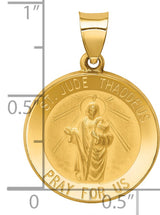 Hollow Saint Jude Thaddeus Pray For Us Words Charm Pendant in Real 14k Yellow Gold