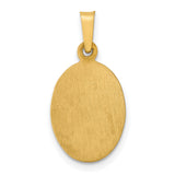 Hollow Satin Finish Saint Jude Thaddeus Pray For Us Words Oval Charm Pendant in Real 14k Yellow Gold