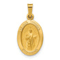 Hollow Satin Finish Saint Jude Thaddeus Pray For Us Words Oval Charm Pendant in Real 14k Yellow Gold