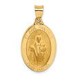 Hollow Oval Saint Jude Thaddeus Pray For Us Words Charm Pendant in Real 14k Yellow Gold