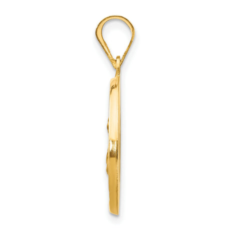 Saint Lucy Pray For Us Words Charm Pendant in Real 14k Yellow Gold