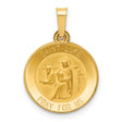 Hollow Saint Luke Pray For Us Words Round Medal Charm Pendant in Real 14k Yellow Gold