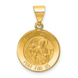 Hollow Saint Matthew Pray For Us Words Round Medal Charm Pendant in Real 14k Yellow Gold