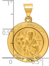 Hollow Saint Matthew Pray For Us Words Medal Charm Pendant in Real 14k Yellow Gold