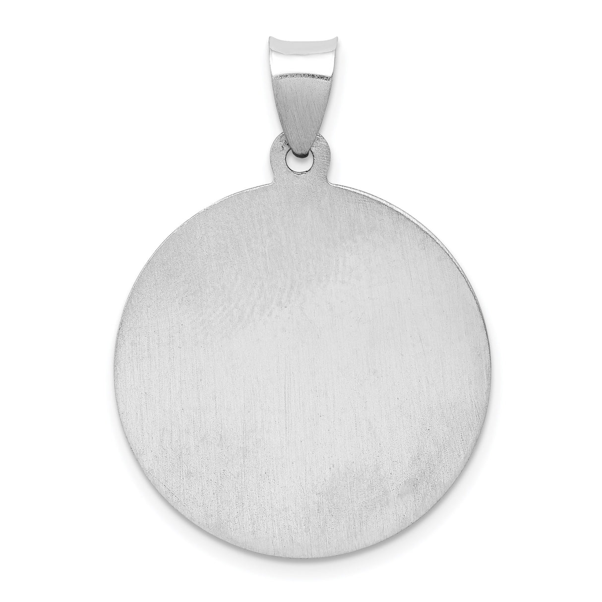 14k White Gold Saint Michael Pendant, Archangel Medal with Prayer Inscription