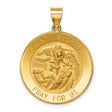 Hollow Pray For Us Words Saint Michael Round Medal Charm Pendant in Real 14k Yellow Gold