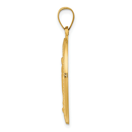 14k Yellow Gold Virgin Mary Miraculous Medal Pendant, Oval Catholic Religious Charm for Women