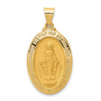 14k Yellow Gold Virgin Mary Miraculous Medal Pendant, Oval Catholic Religious Charm for Women