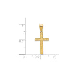 14k Yellow Gold Cross Pendant with Floral and Vine Engraving, Christian Religious Jewelry for Women