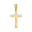 14k Yellow Gold Cross Pendant with Floral and Vine Engraving, Christian Religious Jewelry for Women