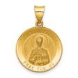 Saint Nicholas Pray For Us Words Round Medal Charm Pendant in Real 14k Yellow Gold