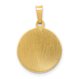 Hollow Saint Patrick Pray For Us Words Round Medal Charm Pendant in Real 14k Yellow Gold