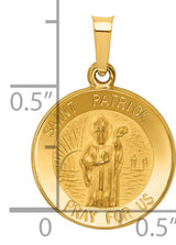 Hollow Saint Patrick Pray For Us Words Round Medal Charm Pendant in Real 14k Yellow Gold