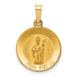 Hollow Saint Patrick Pray For Us Words Round Medal Charm Pendant in Real 14k Yellow Gold