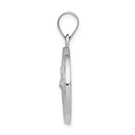 14k White Gold Saint Patrick Pendant, Catholic Religious Medal with Pray for Us Engraving