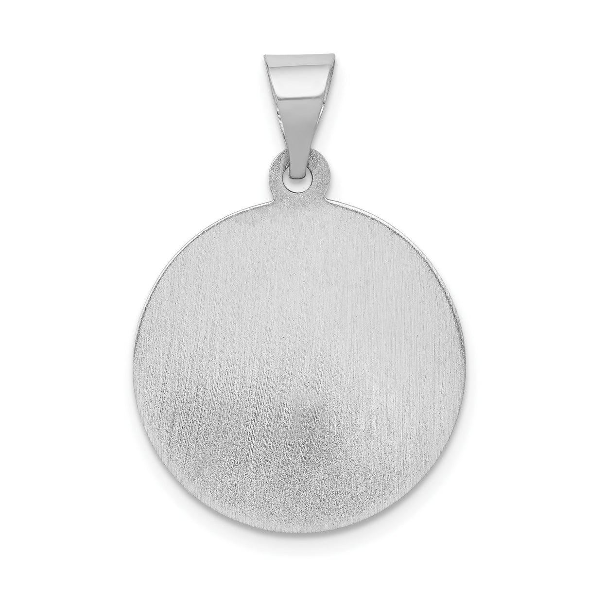 14k White Gold Saint Patrick Pendant, Catholic Religious Medal with Pray for Us Engraving